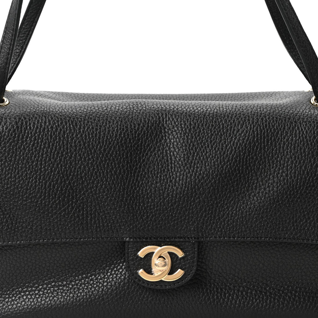 Grained Calfskin Small Souplissimo Maxi Flap Black