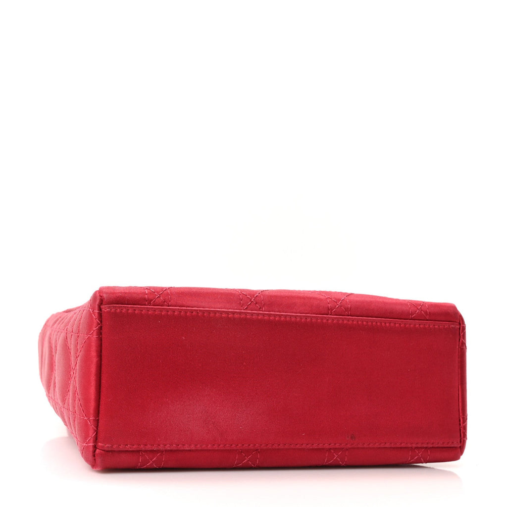 Satin Crystal Cannage Mini Lady Dior Red