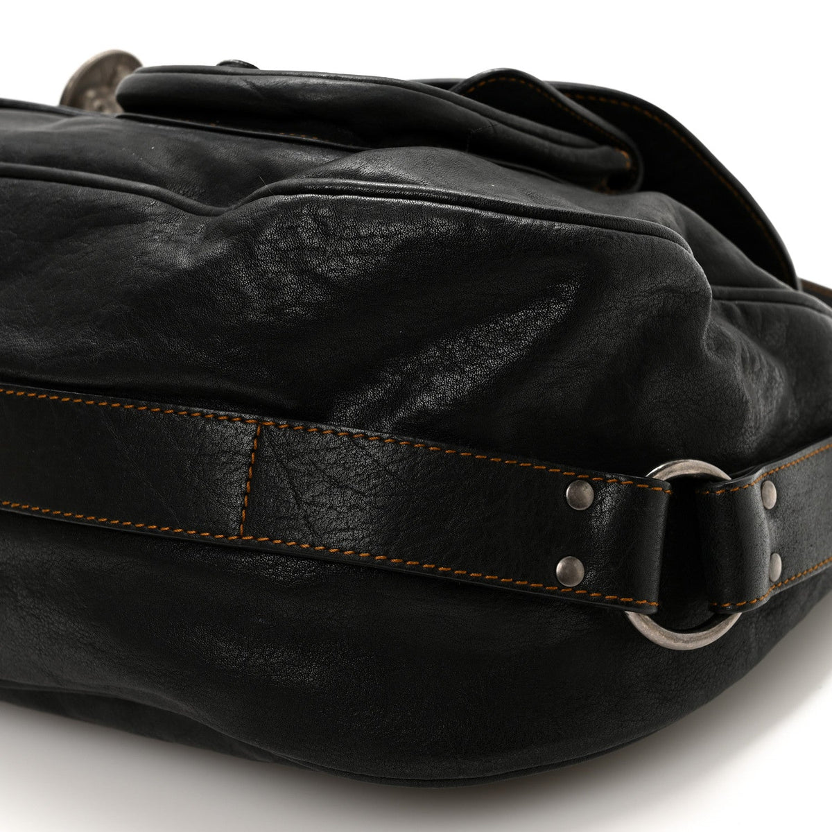 Calfskin Medium Gaucho Double Saddle Bag Black