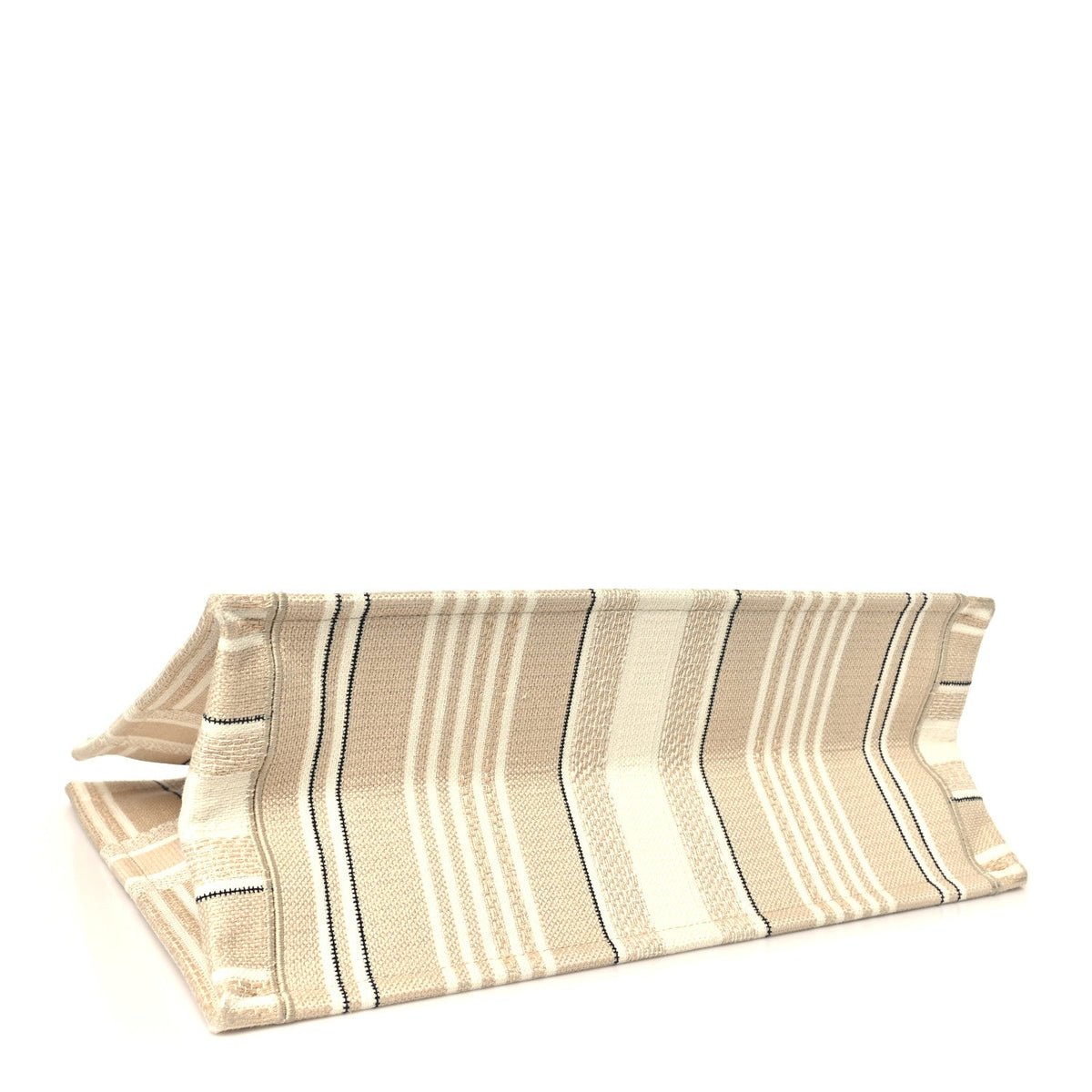 Canvas Embroidered Large Stripes Book Tote Beige