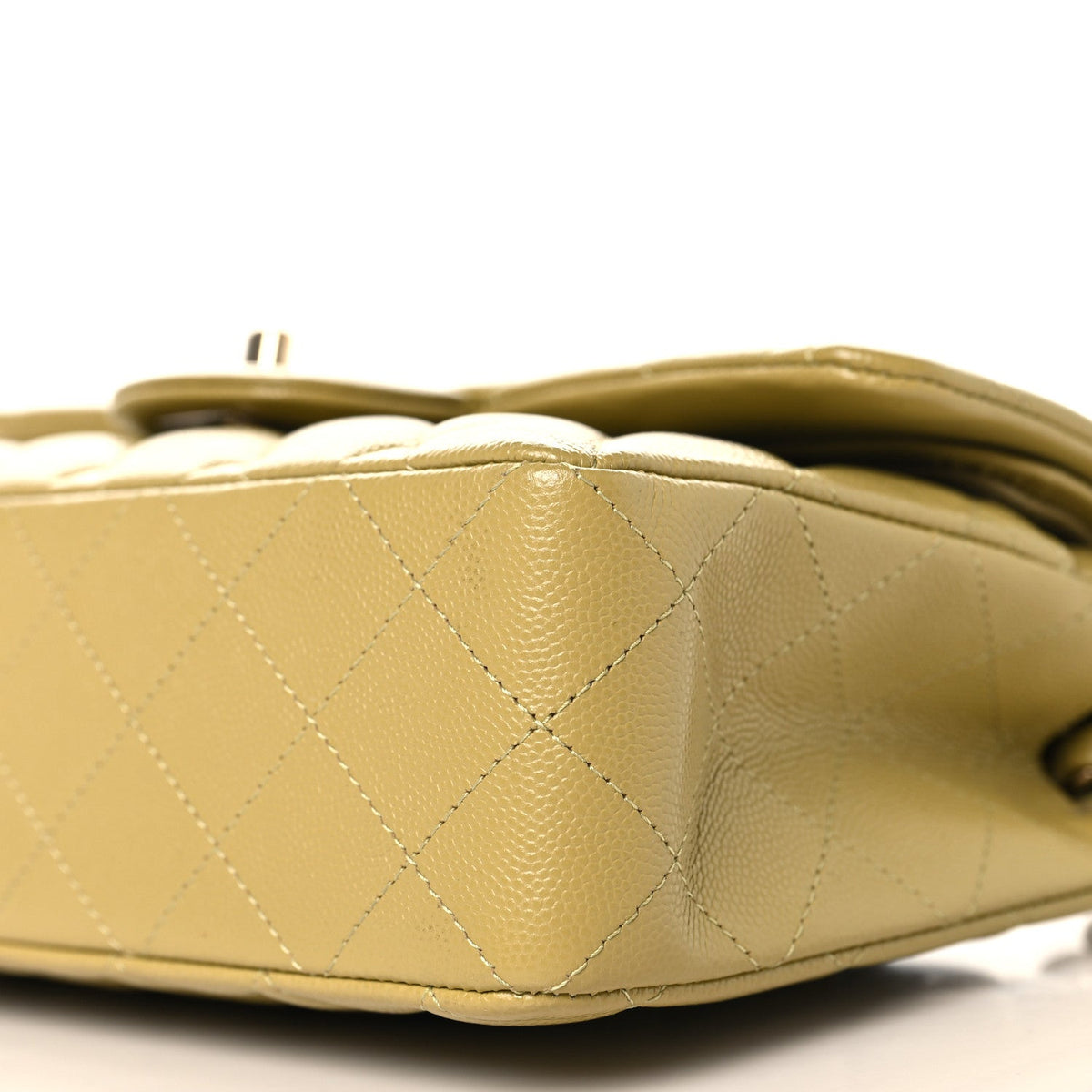 Caviar Quilted Small Double Flap Light Yellow