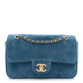 Suede Calfskin Mini Souplissimo Flap Blue