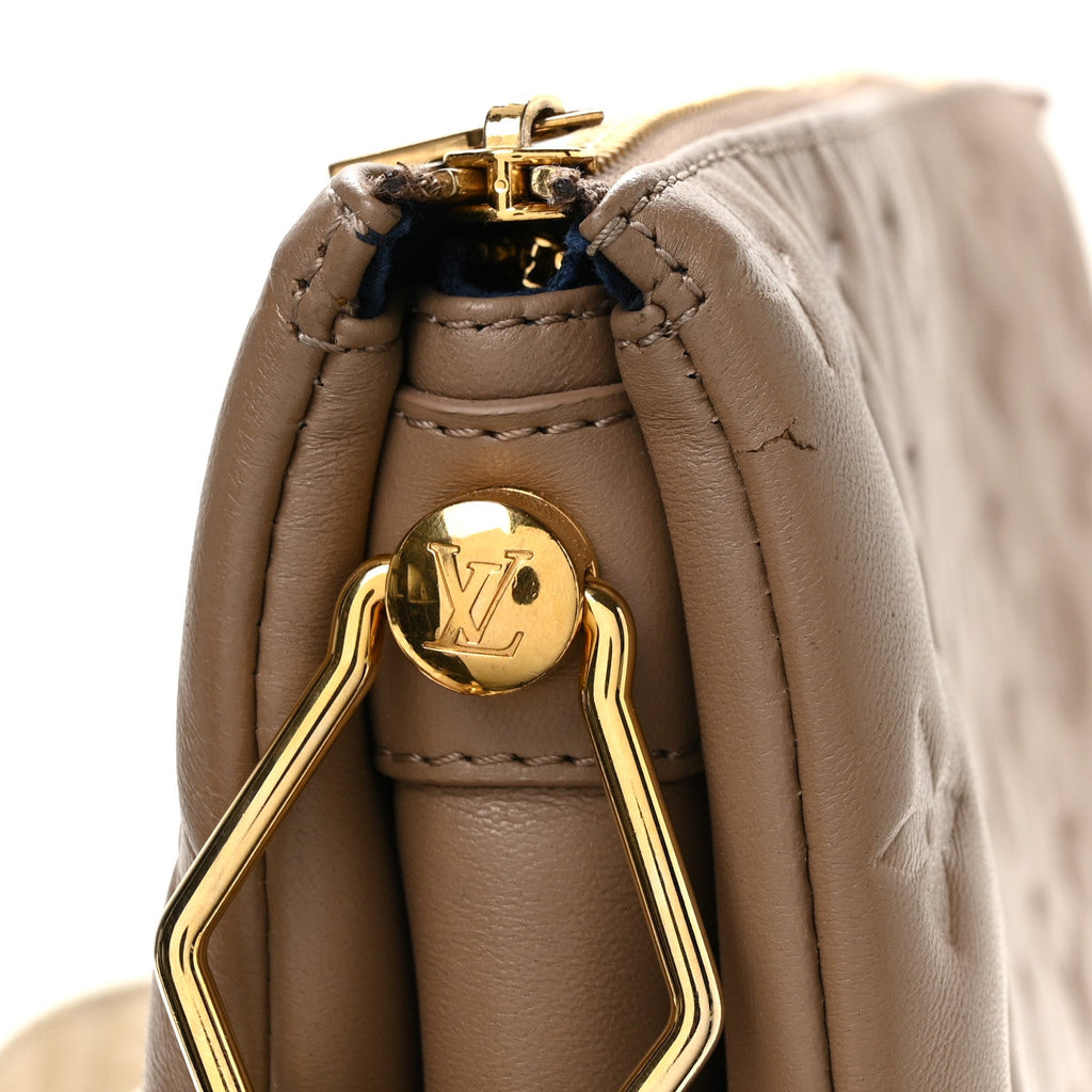 Lambskin Embossed Monogram Coussin MM Taupe