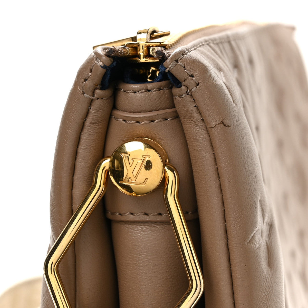 Lambskin Embossed Monogram Coussin MM Taupe