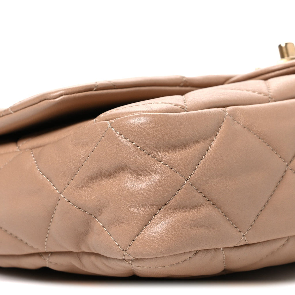 Lambskin Quilted Large CC Funky Town Flap Beige