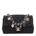 Lambskin Quilted Mini Coco Charms Rectangular Flap Black