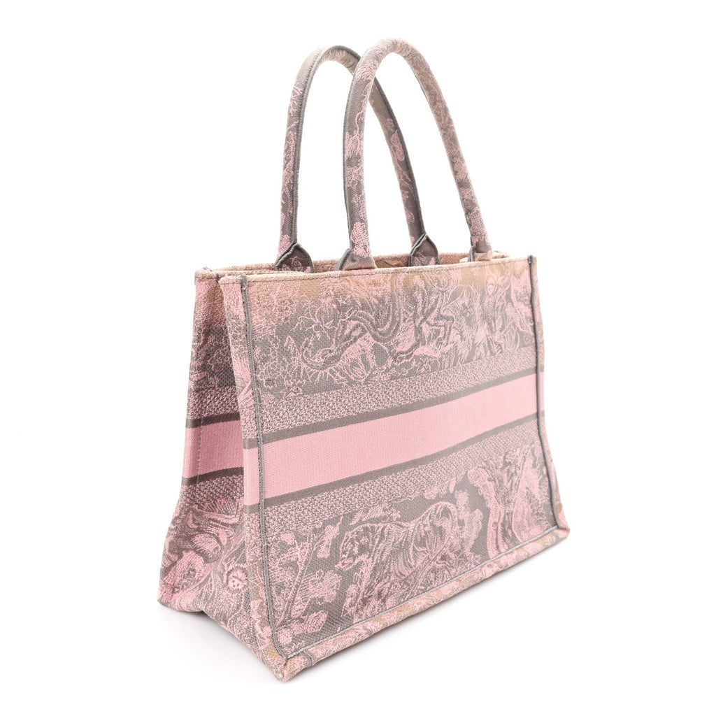 Canvas Embroidered Medium Dioriviera Toile De Jouy Book Tote Pink Grey