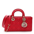Lambskin Cannage Medium Lady D-Joy Flame Scarlet