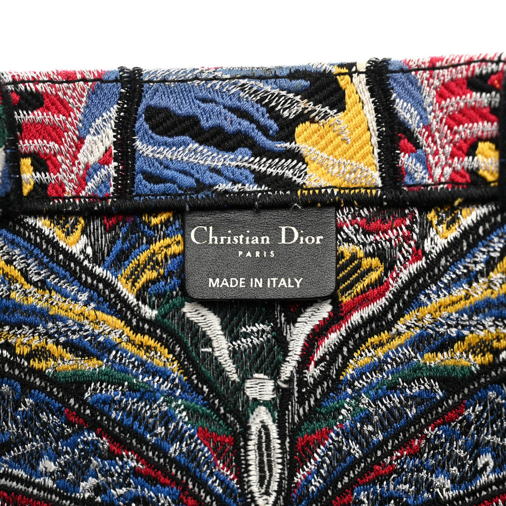 Canvas Embroidered Butterfly Book Tote Black Multicolor
