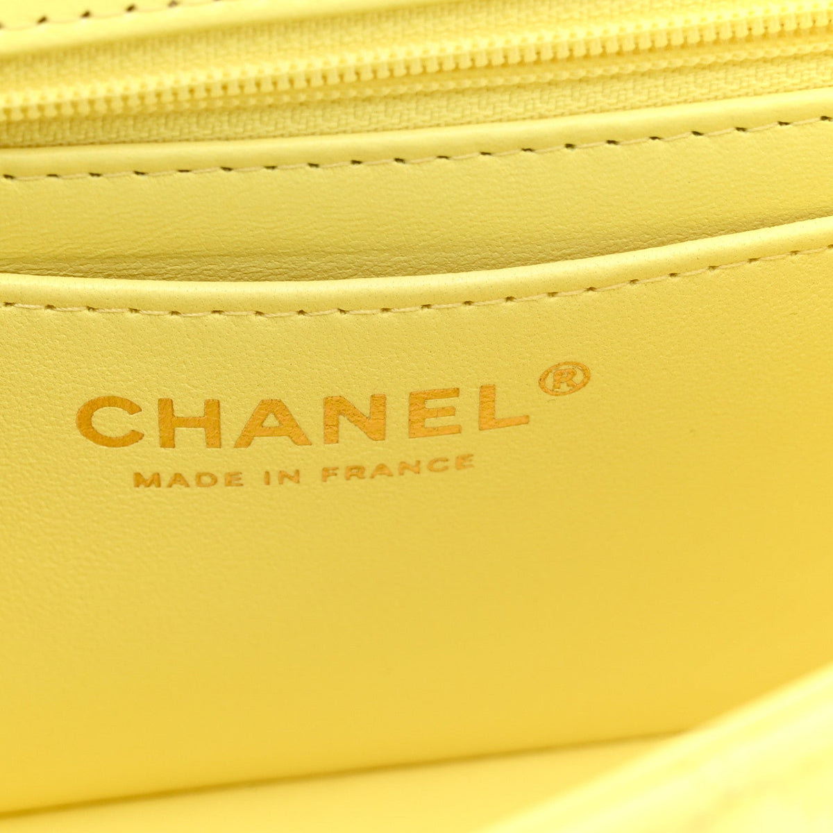 Lambskin Quilted Mini Chain Top Handle Rectangular Flap Light Yellow