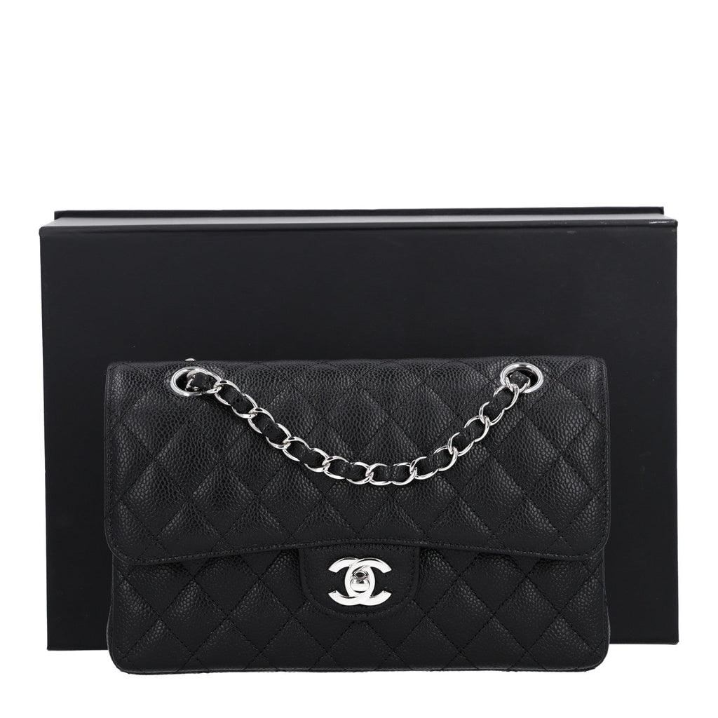 Caviar Quilted Small Double Flap Black