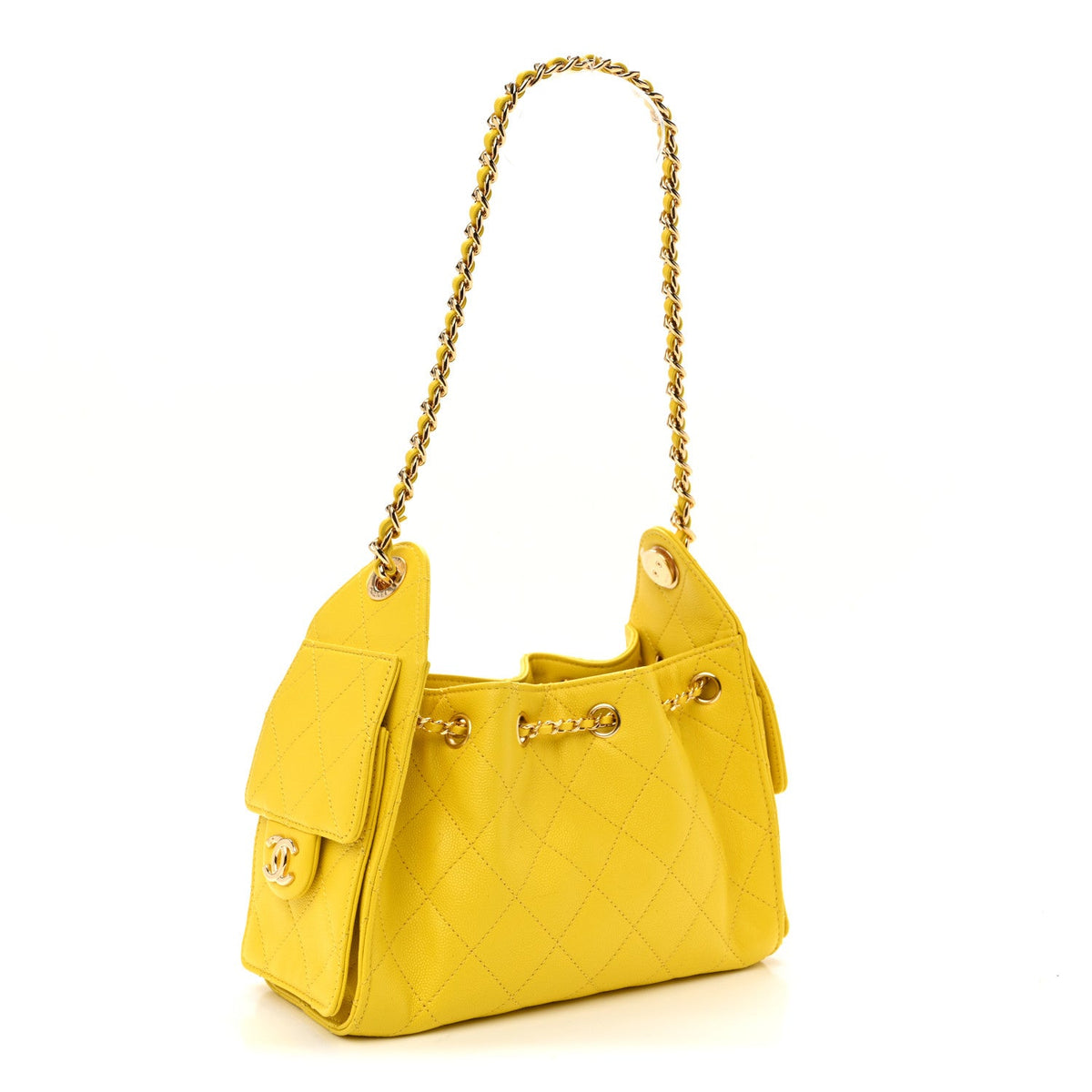 Caviar Quilted Mini Chanel 25 Handbag  Yellow