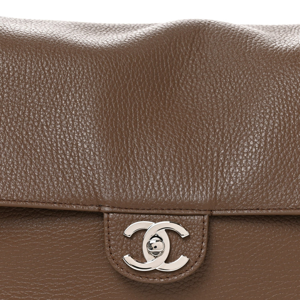 Grained Calfskin Small Souplissimo Maxi Flap Light Brown