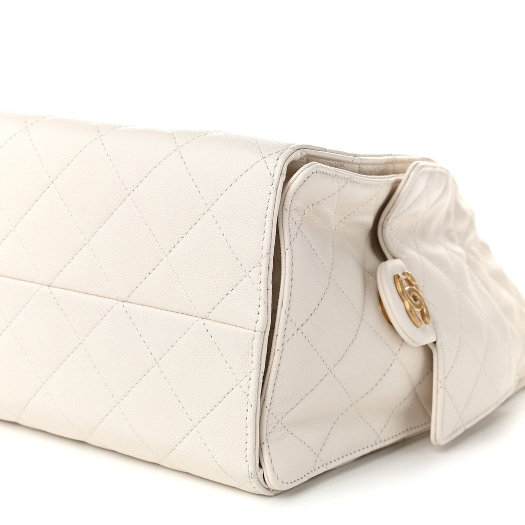 Caviar Quilted Medium Chanel 25 Handbag White