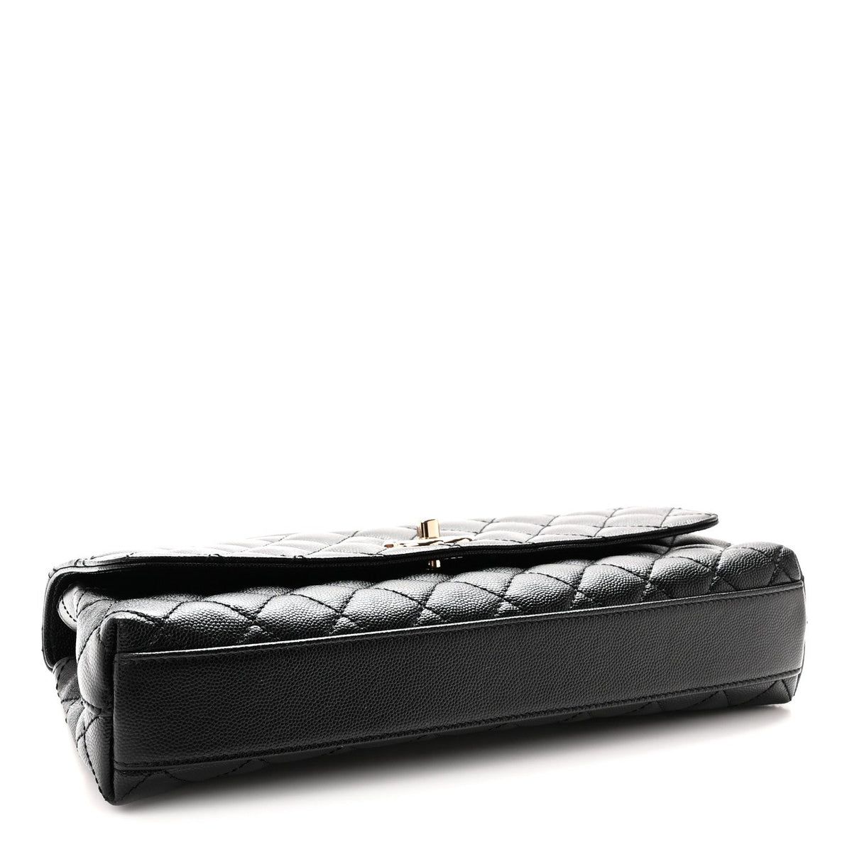 Caviar Quilted Maxi East West Coco Handle Flap Black