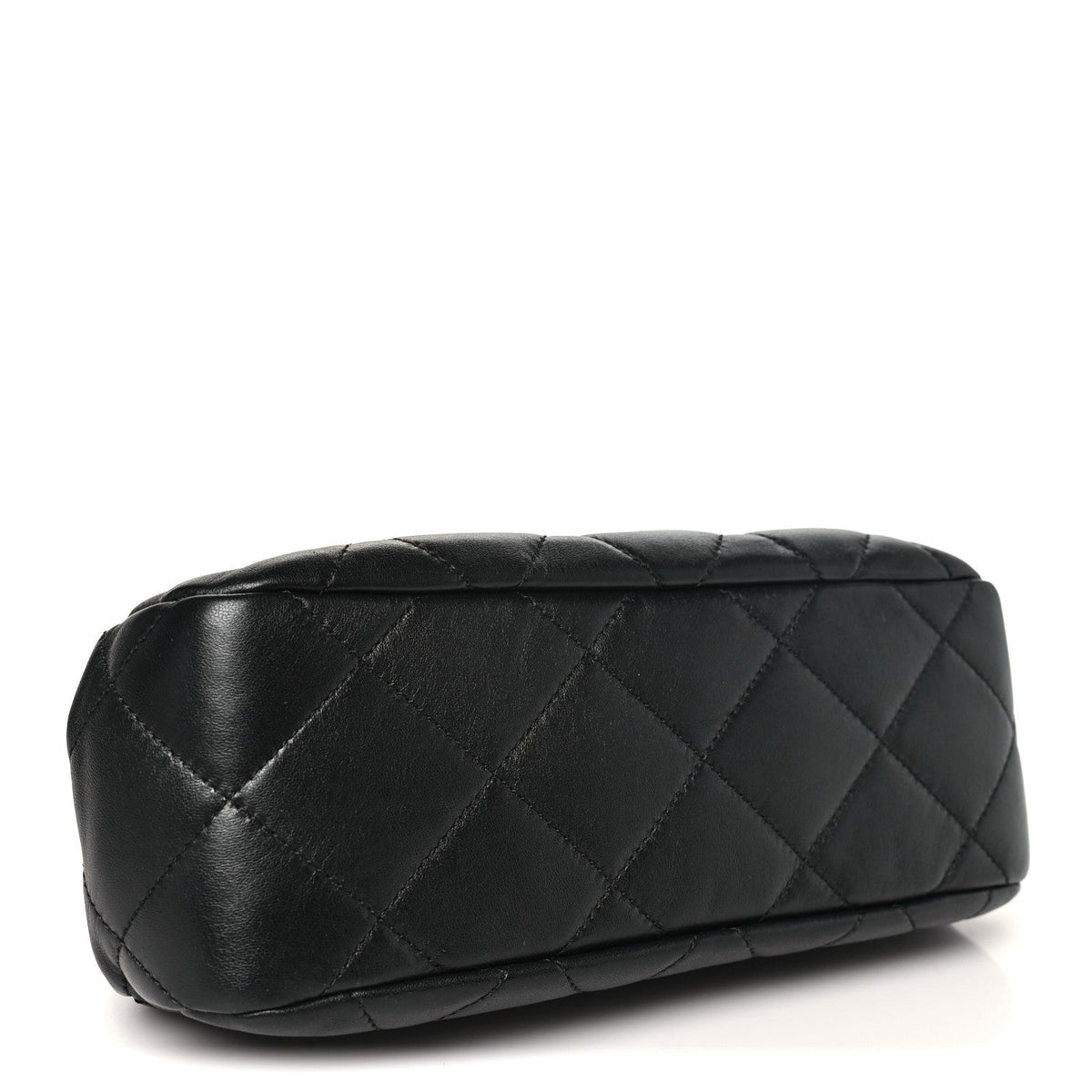 Lambskin Quilted CC Kisslock Clutch Black