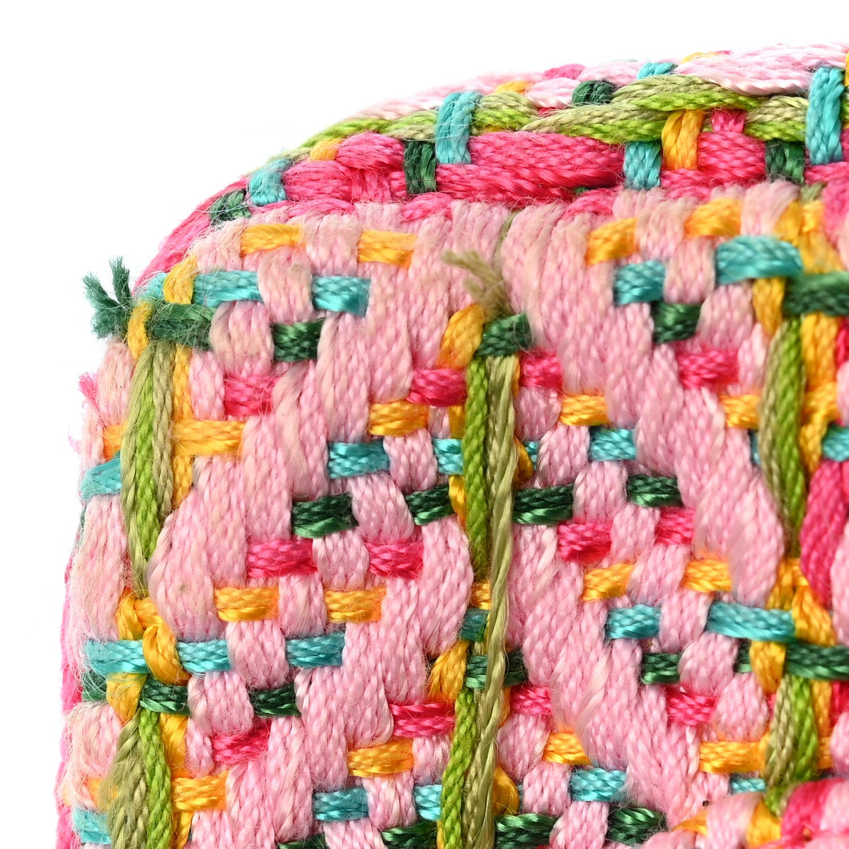 Cotton Mixed Fibers Woven Mini Rectangular Flap Pink Green