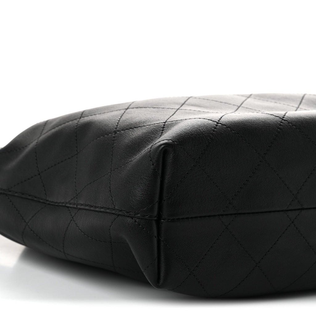 Calfskin Quilted Maxi Hobo Black