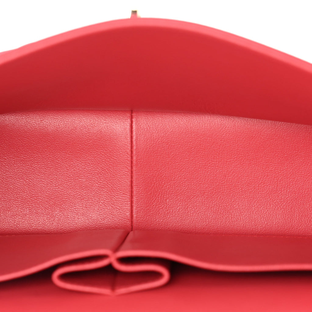 Lambskin Quilted Jumbo Double Flap Dark Pink