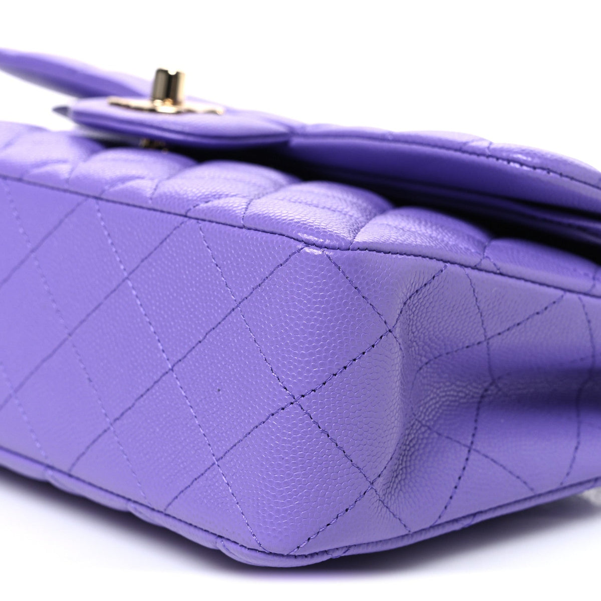Caviar Quilted Small Double Flap Purple