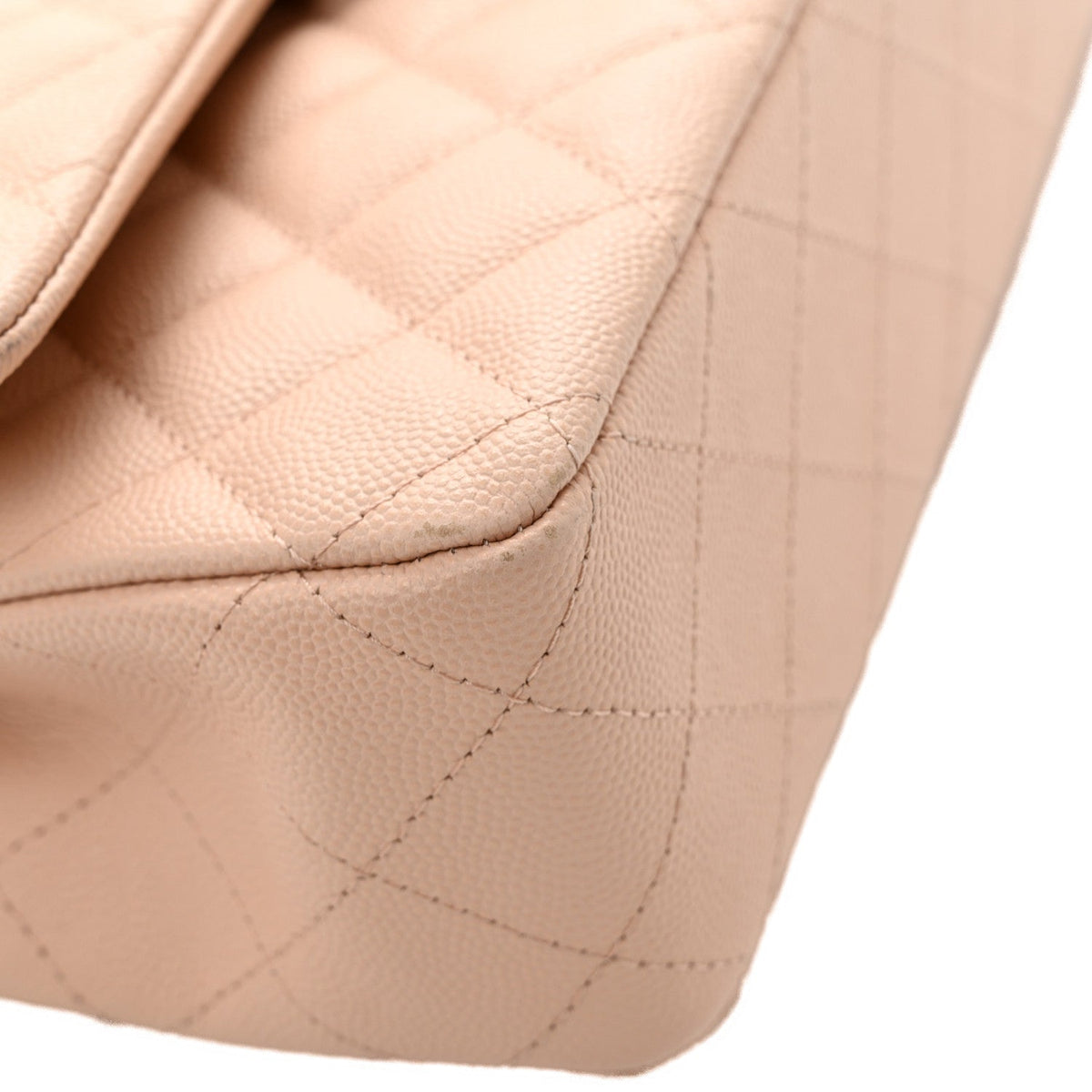 Caviar Quilted Medium Double Flap Light Beige