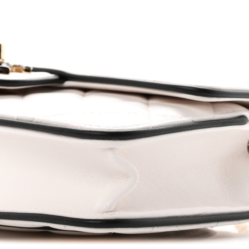 Lambskin Quilted Resin CC Mini Flap Bag White Black