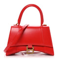 Shiny Box Calfskin Small Hourglass Top Handle Bag Bright Red