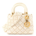 Lambskin Cannage Studded Small Supple Lady Dior White