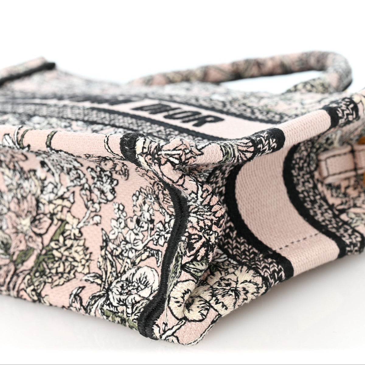 Canvas Embroidered Mini Book Tote With Strap Pink Multicolor