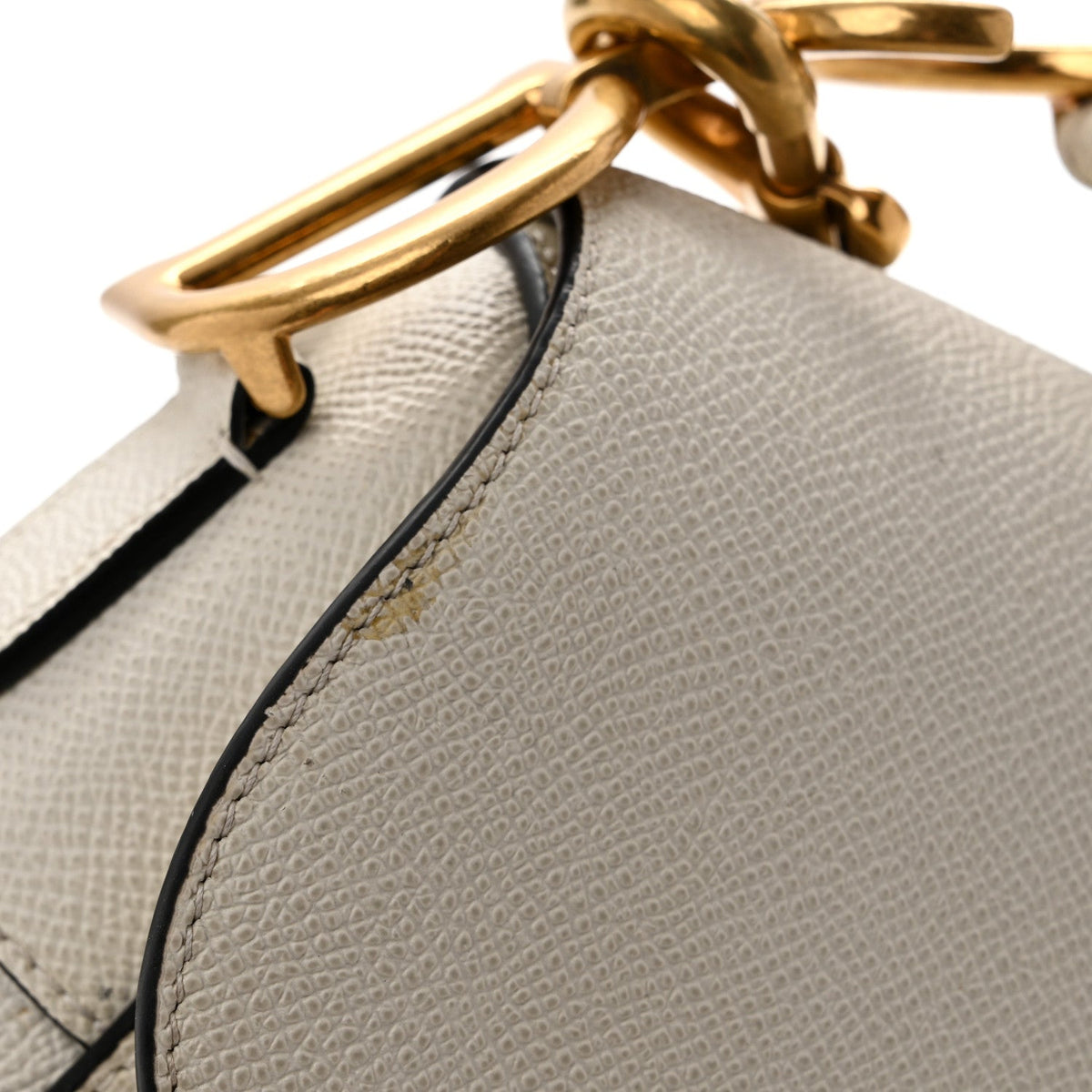 Grained Calfskin Saddle Bag With Strap Latte