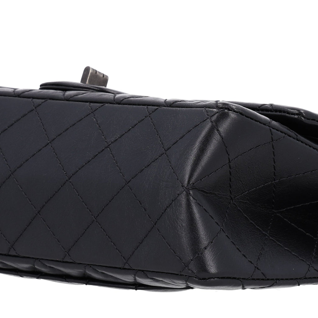 Aged Calfskin Quilted 2.55 Reissue 225 Flap Black