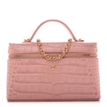 Calfskin Crocodile Embossed Crococo Exoticoco Vanity With Chain Light Pink