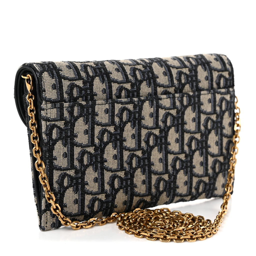 Oblique Saddle Chain Long Wallet Blue