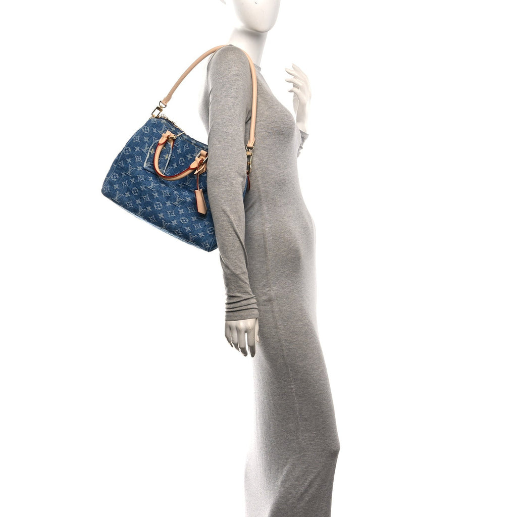 Monogram Denim Speedy Soft 30 Blue