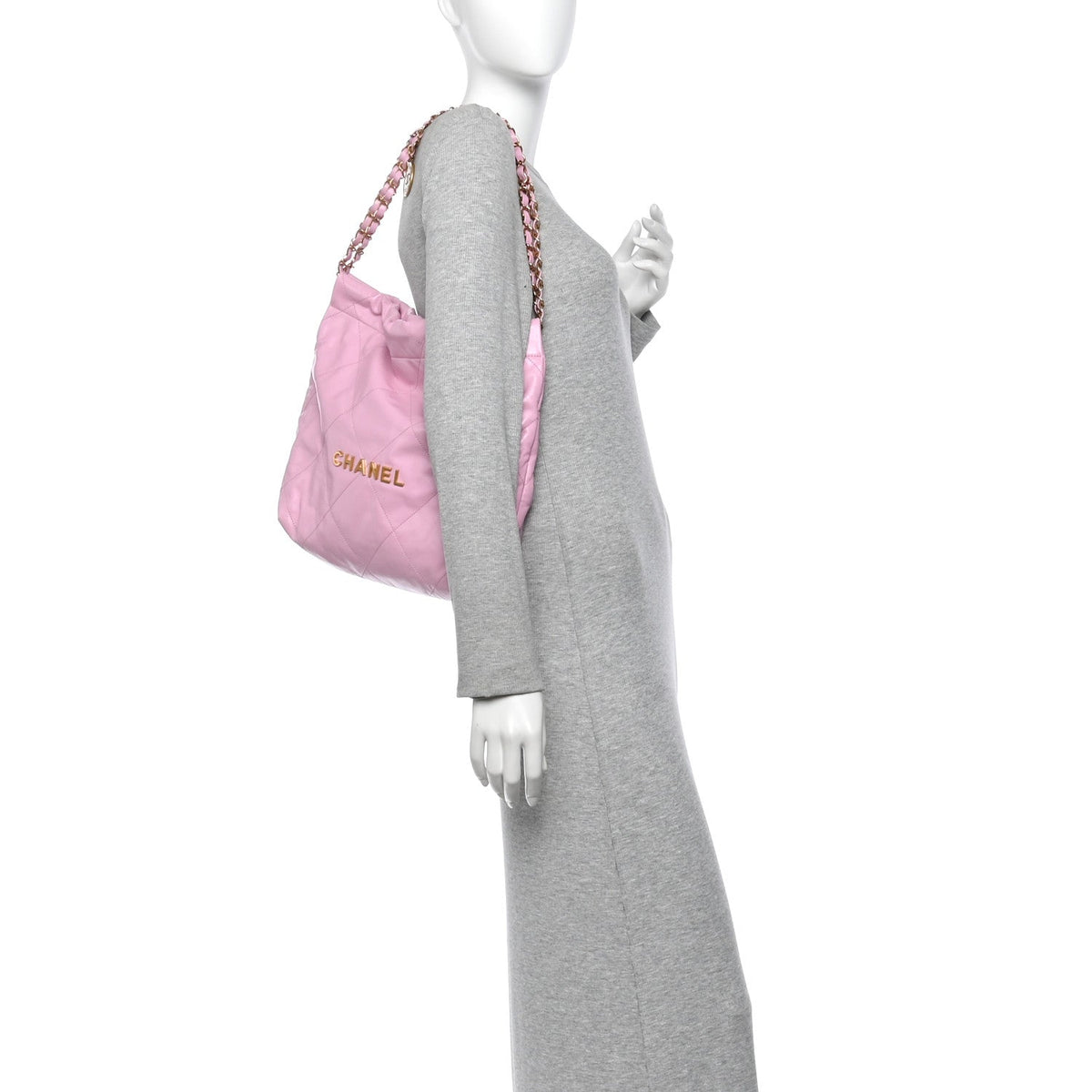 Shiny Calfskin Quilted Small Chanel 22 Pink
