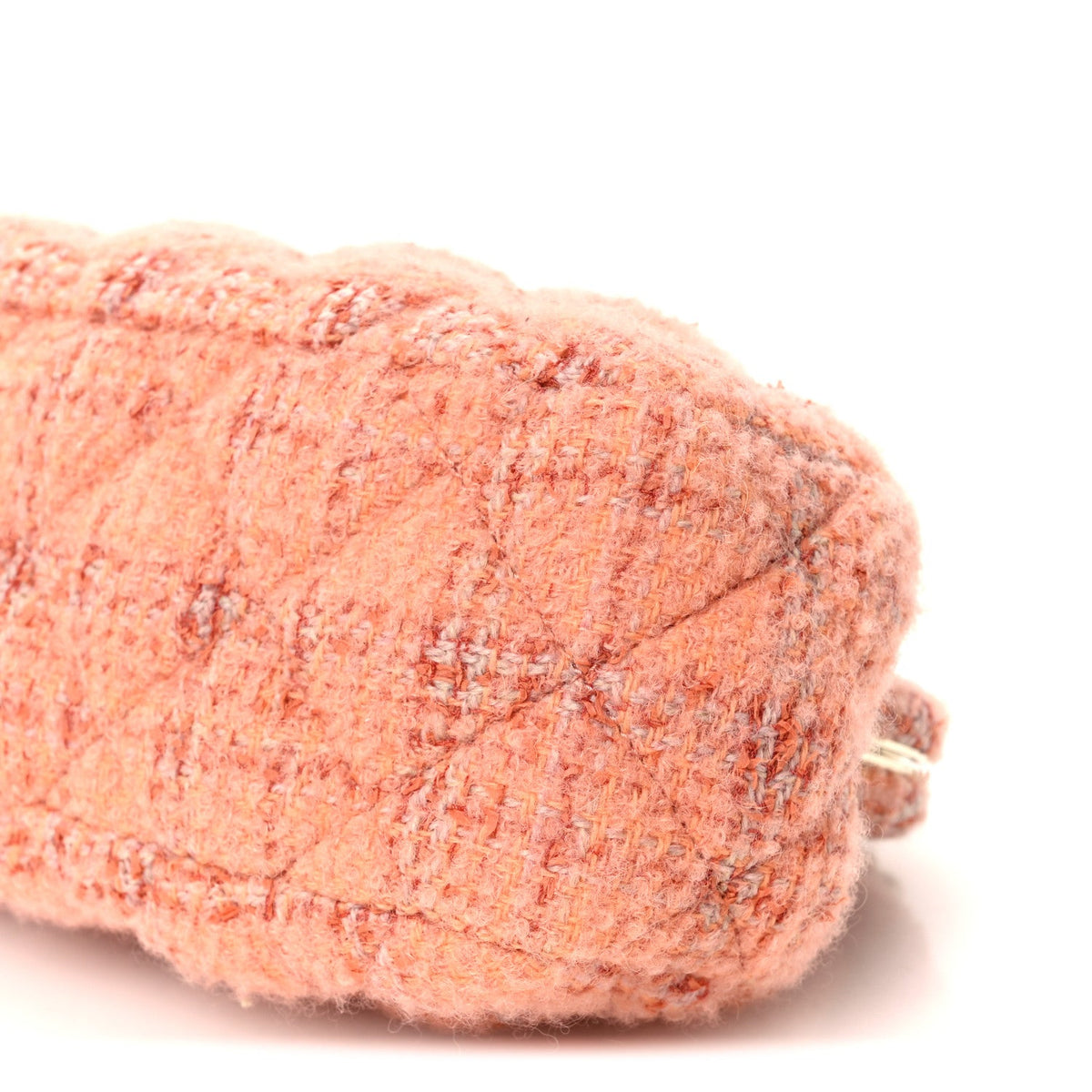 Wool Tweed Quilted CC Kisslock Clutch Coral Pink