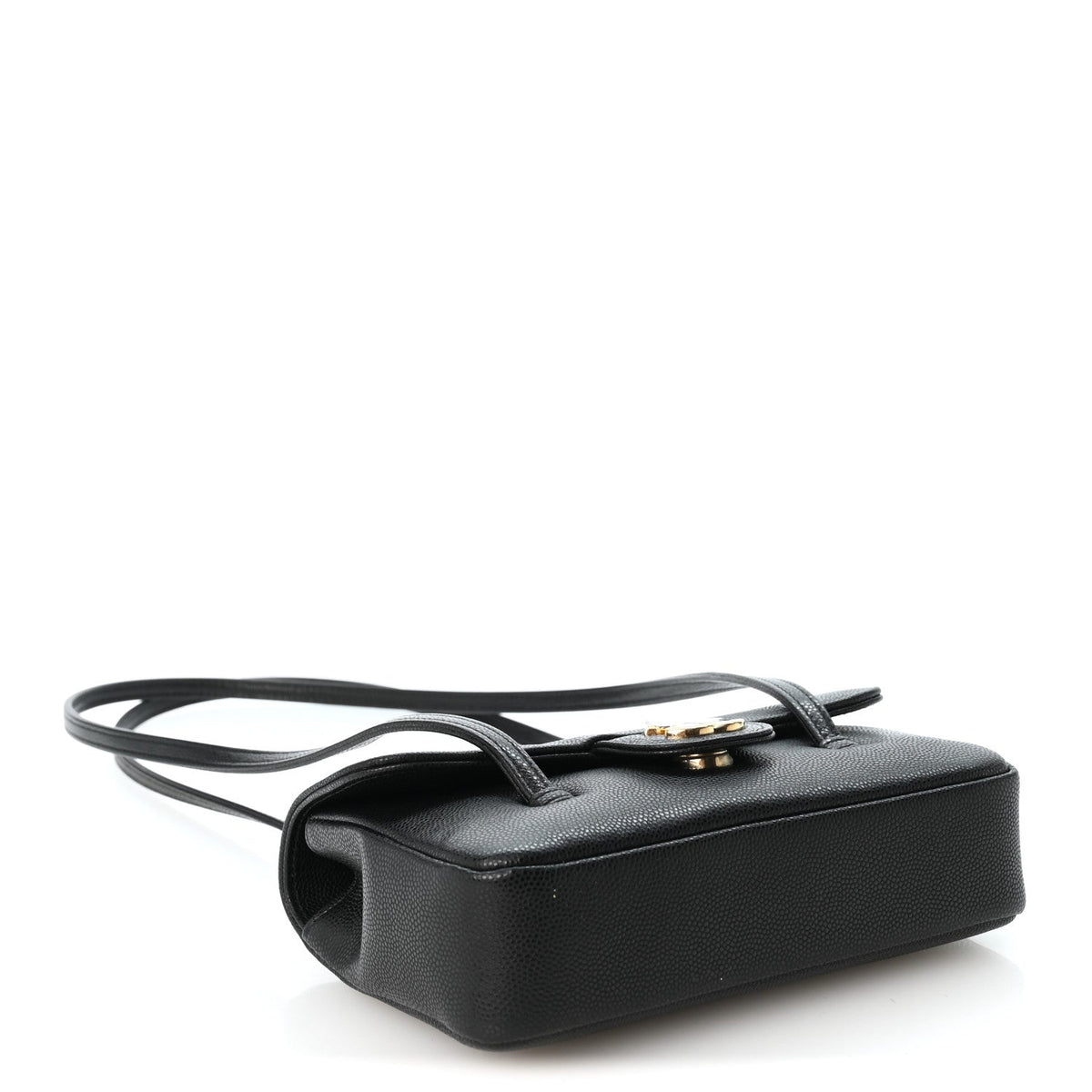 Shiny Caviar Mini Preppy Coco Shoulder Bag Black