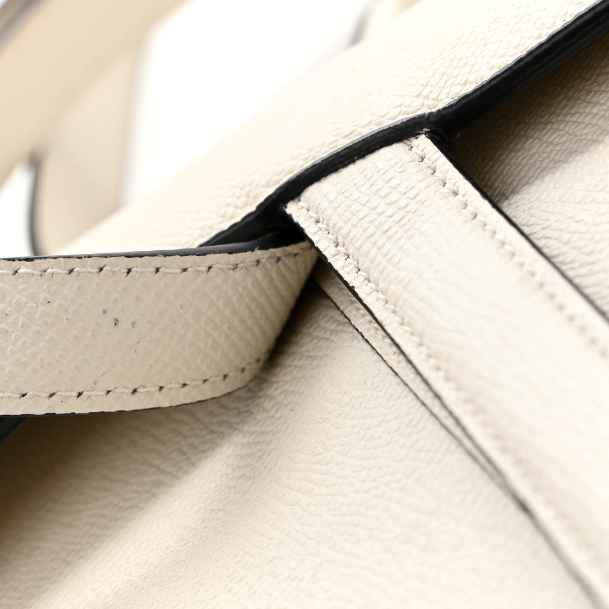Grained Calfskin Saddle Bag With Strap Latte