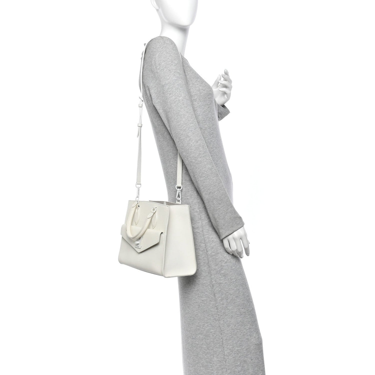 Soft Calfskin Lockme Tote PM White