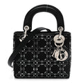 Satin Crystal Cannage Mini Lady Dior Black