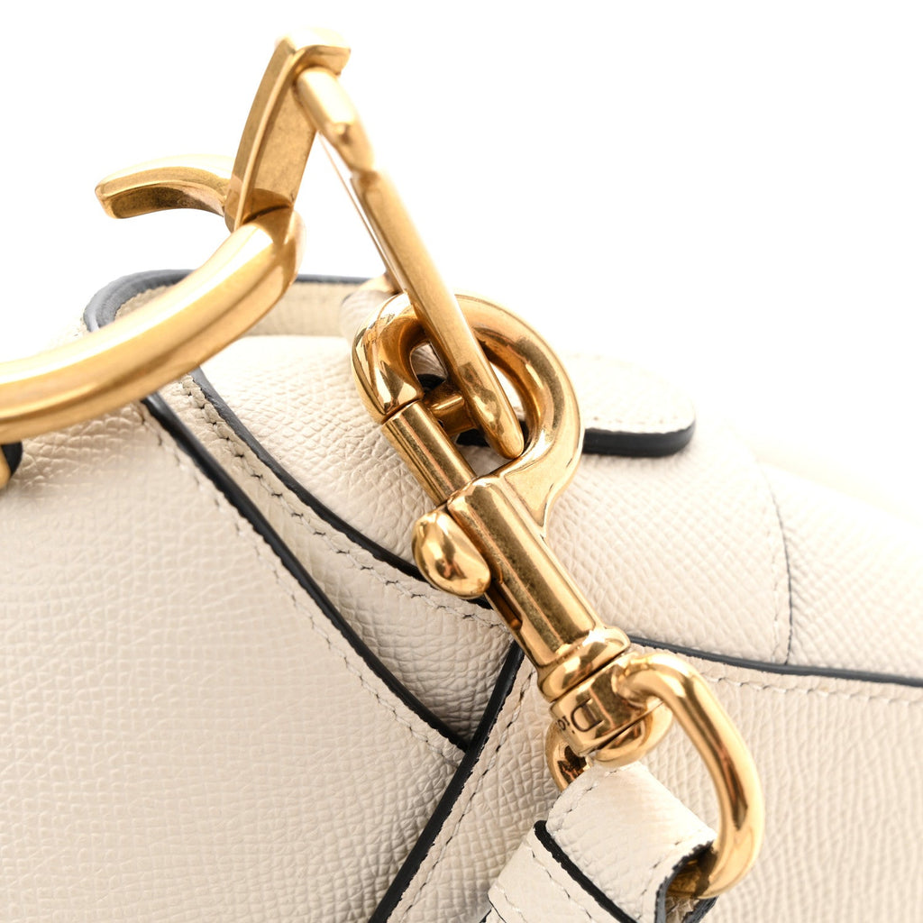 Grained Calfskin Saddle Bag With Strap Latte