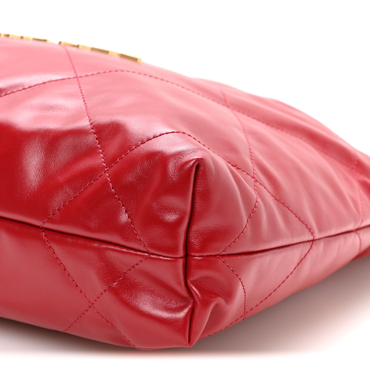 Shiny Calfskin Quilted Small Chanel 22 Red