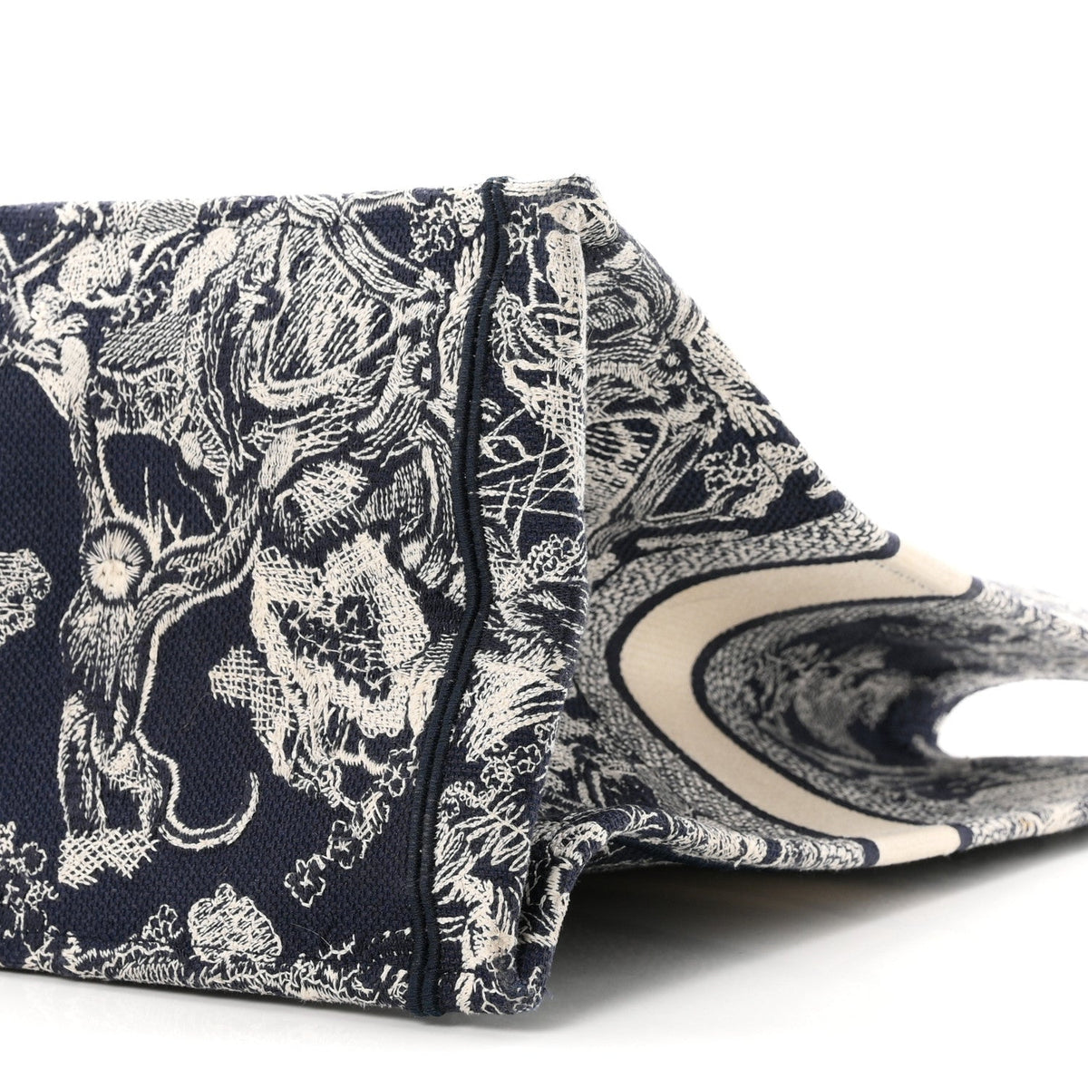 Canvas Embroidered Large Dioriviera Toile De Jouy Reverse Book Tote Blue
