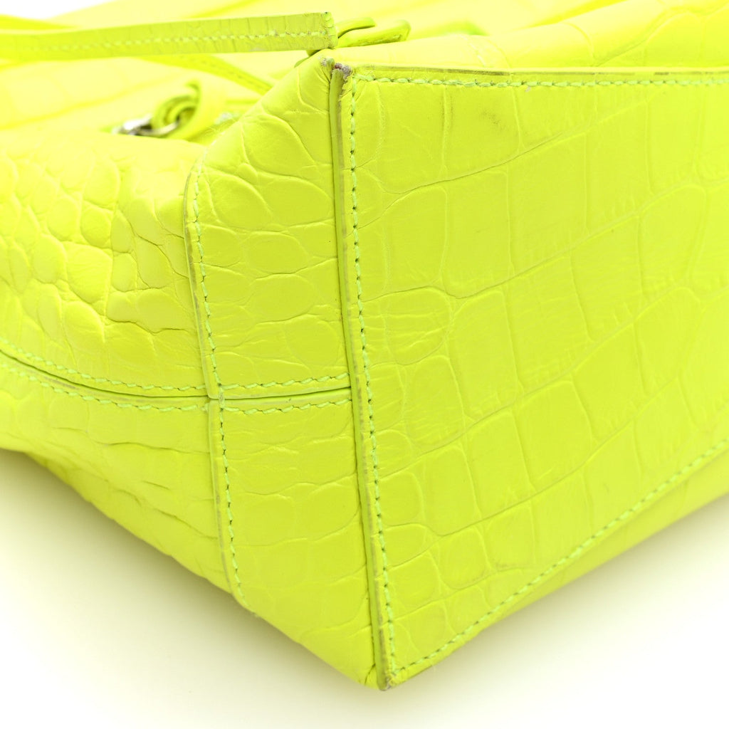 Extra Supple Calfskin Crocodile Embossed Neo Classic Hardware Hobo XS Flou Yellow