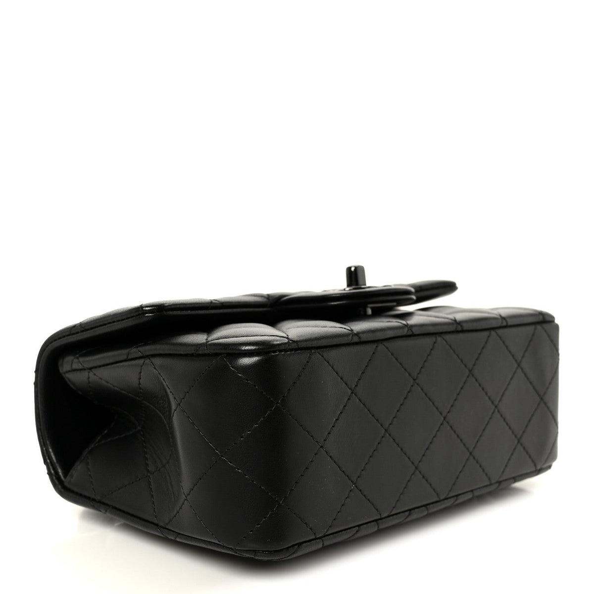 Lambskin Quilted Mini Top Handle Rectangular Flap So Black