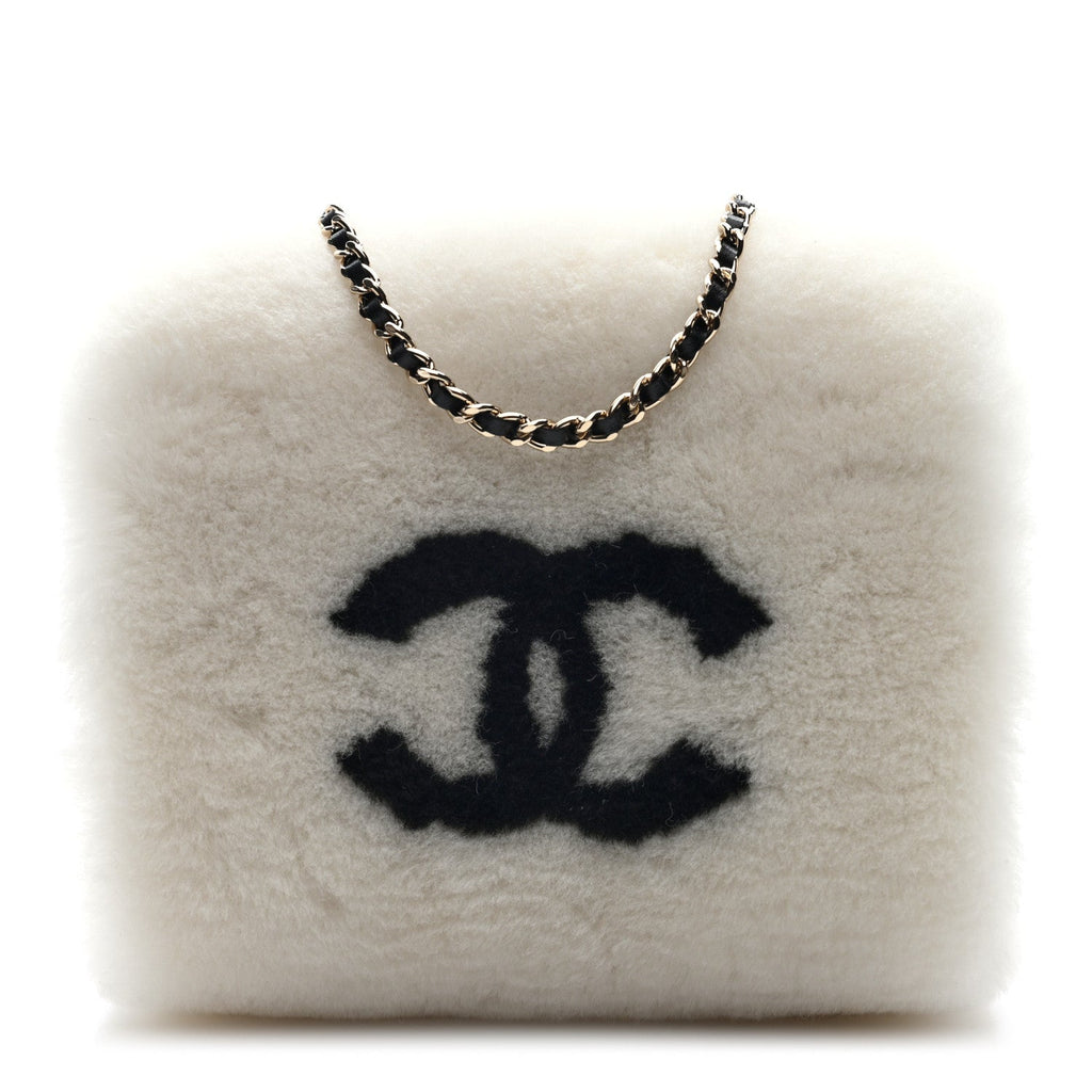 Muff Shearling Lambskin Bag Ecru Black