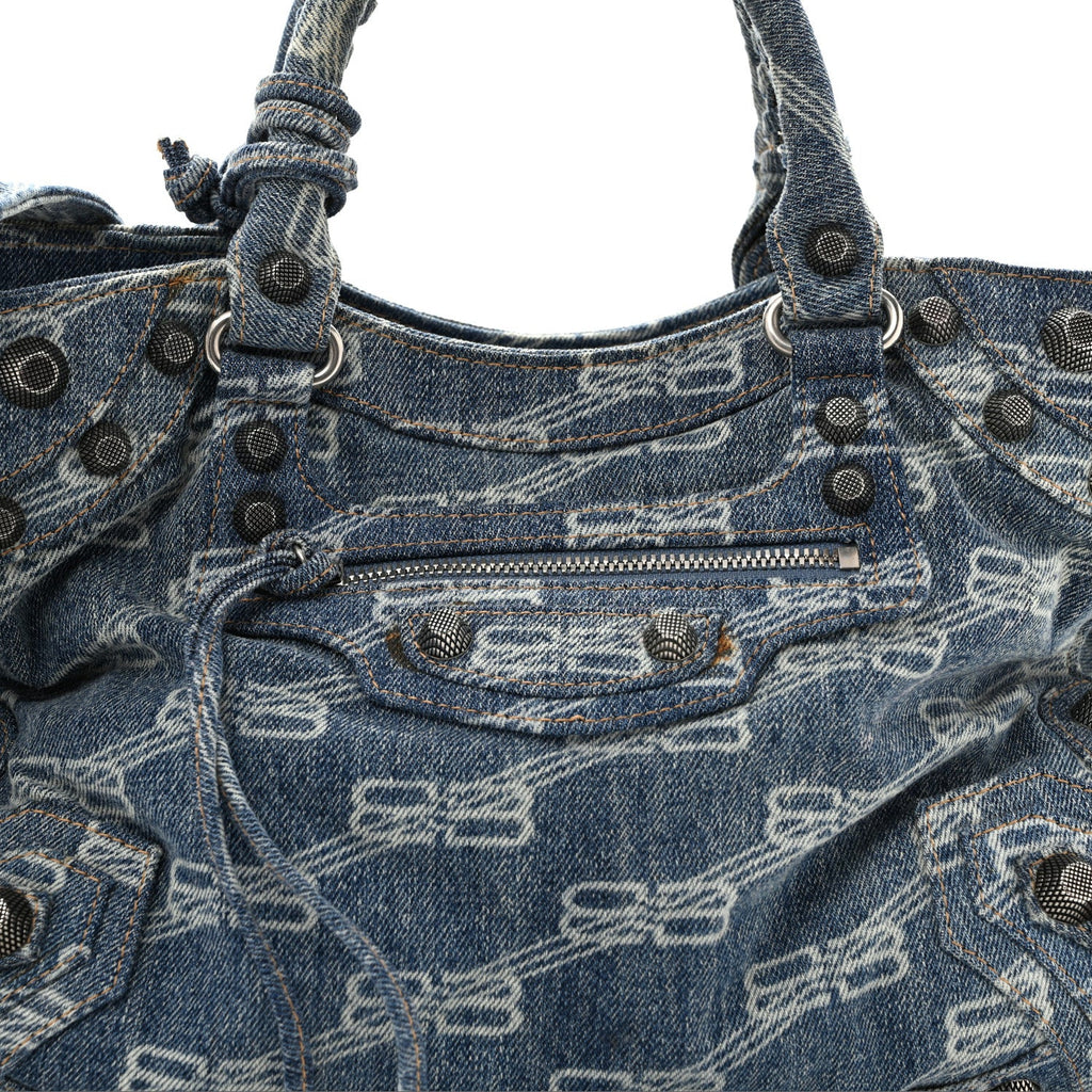 Denim BB Monogram Neo Cagole City Handbag Blue