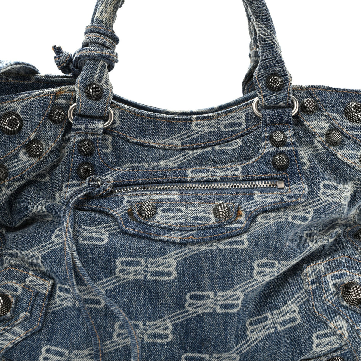 Denim BB Monogram Neo Cagole City Handbag Blue