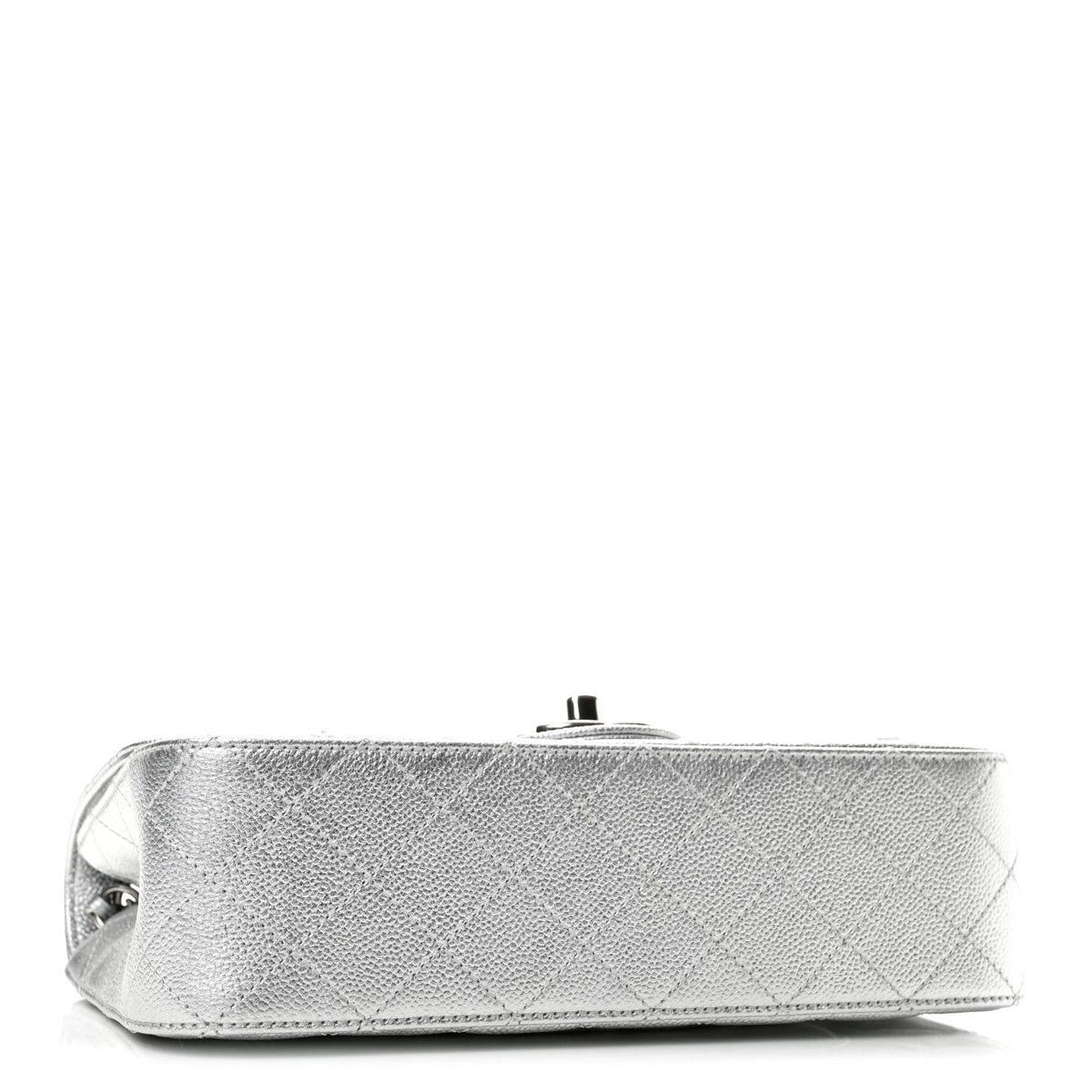 Metallic Caviar Quilted Medium CC Slide Flap Silver