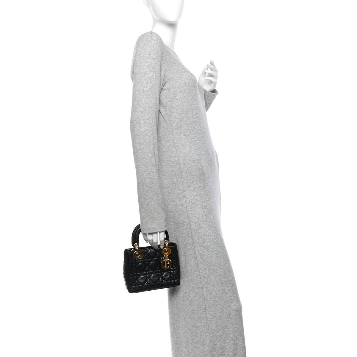 Lambskin Cannage Mini Lady Dior Black